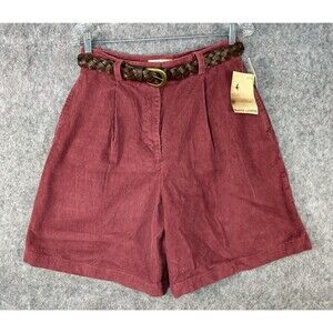Vintage Marsh Landing Women’s Corduroy Pleated Belted Mom Shorts Size 12